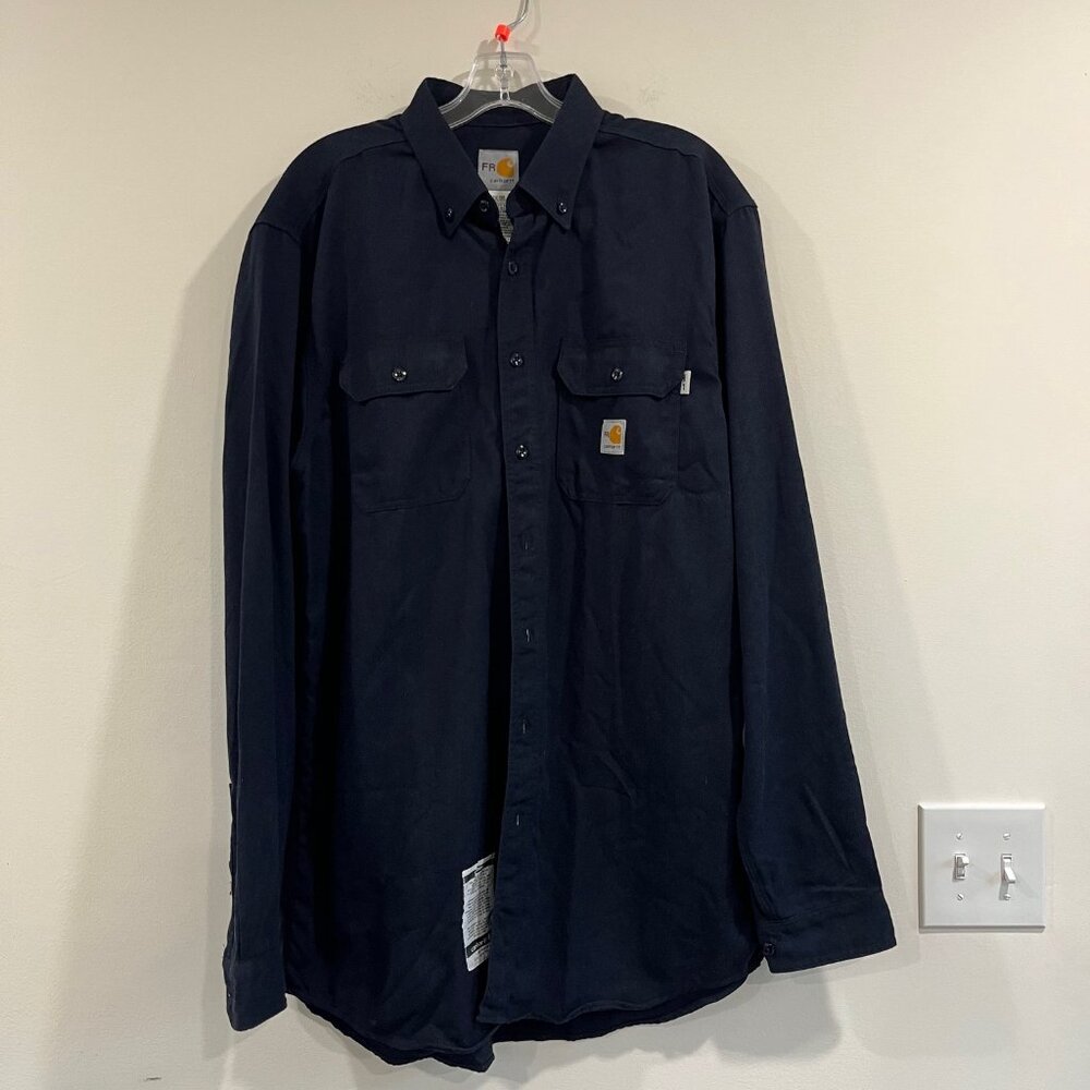 Carhartt Flame FR HRC 1 Long Sleeve Shirt B/Navy FRS 159 DNY Mens Size Tall LG